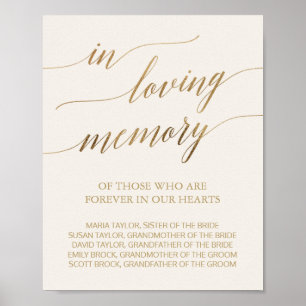 Elegant guld kalligrafi elfenben minnestavla poster