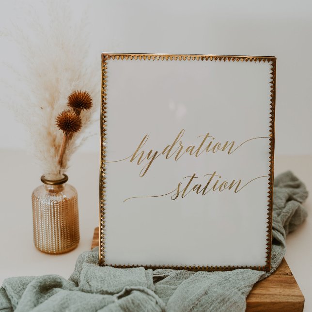 Elegant guld kalligrafi elfenbenshydrationsstation poster (Skapare uppladdad)