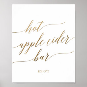 Elegant guld kalligrafi Hot Apple Cider Bar skylt