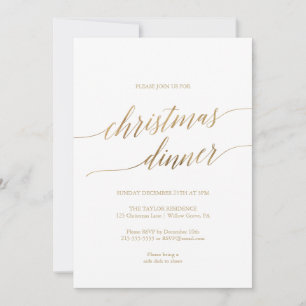 Elegant Guld Kalligrafi - julmiddag Inbjudningar