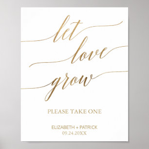 Elegant guld kalligrafi låt kärlek växa favör skyl poster
