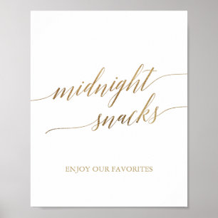 Elegant guld kalligrafi Midnatts Snacks Skylt