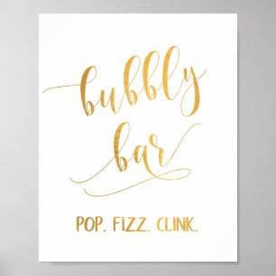 Elegant guld kalligrafi party bubbel barskylt poster