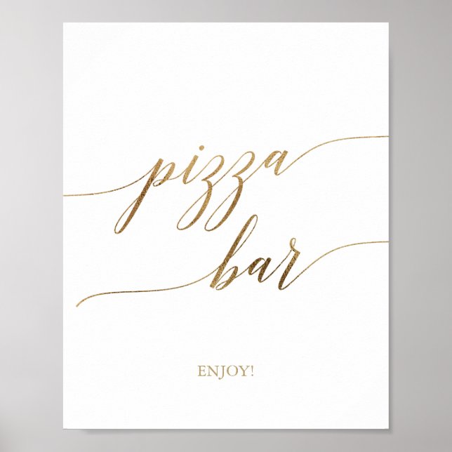 Elegant guld kalligrafi pizza barskylt poster (Framsidan)
