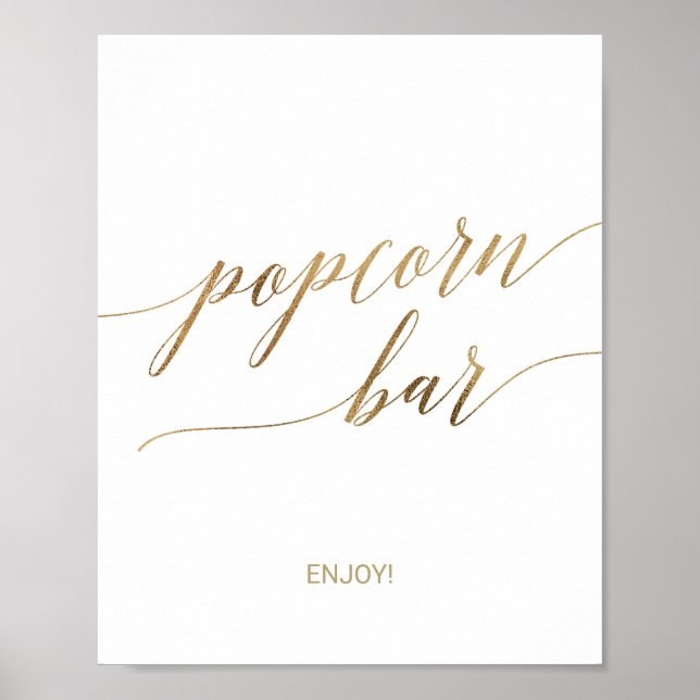 Elegant guld kalligrafi Popcorn Bar skylt (Framsidan)