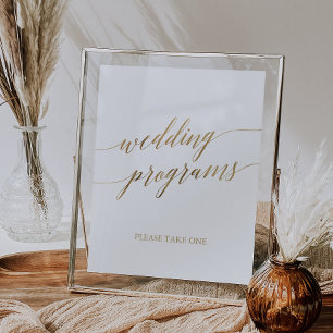 Elegant guld kalligrafi program skylt