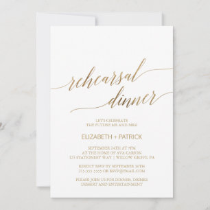 Elegant guld kalligrafi repetition middag inbjudningar