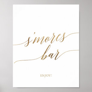Elegant guld kalligrafi S'mores Bar skylt