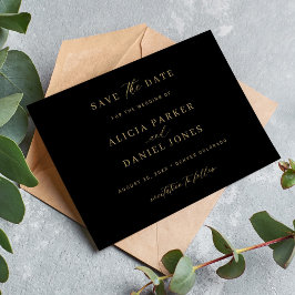 Elegant guld kalligrafi, svart bröllop spara datumet
