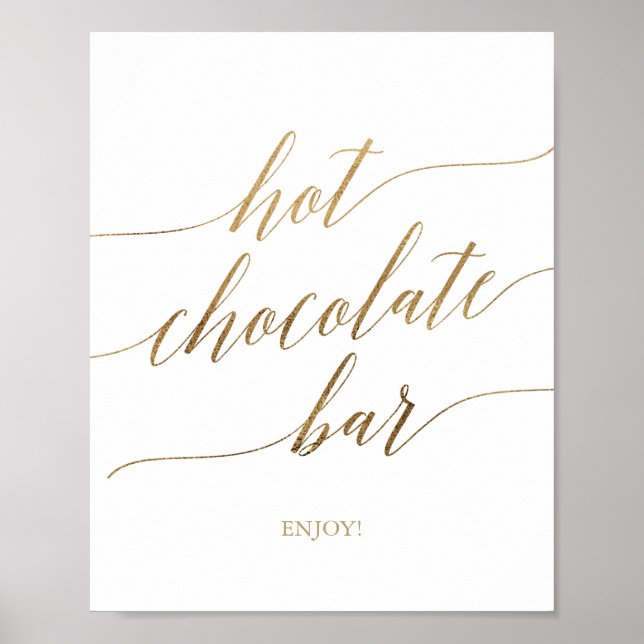 Elegant guld kalligrafi varm choklad barskylt poster (Framsidan)