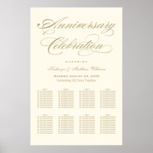 Elegant Guld Kalligraphy Bröllop-årsdagen Poster