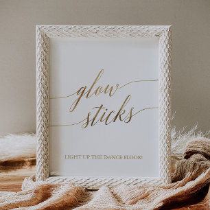 Elegant Guld Kalligraphy Glow Sticks Sign Poster