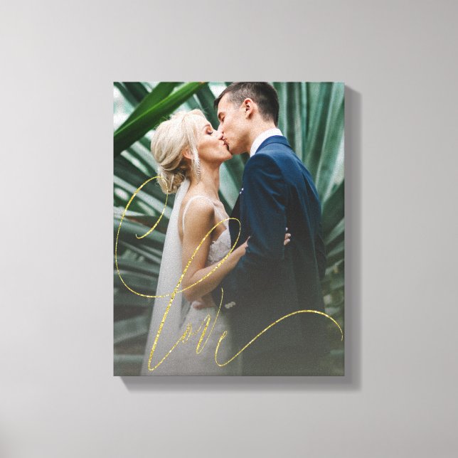 Elegant Guld Kärlek Bröllop Canvastryck (Framsida)