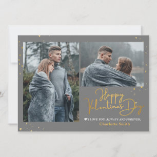 Elegant Guld Kärlek valentins dag par foto Julkort