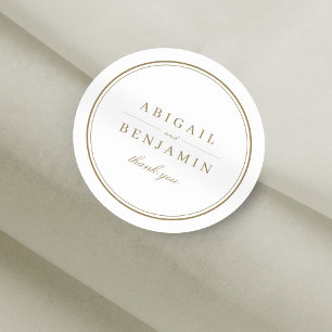 Elegant guld-klassens minimalistbröllopsförmån runt klistermärke