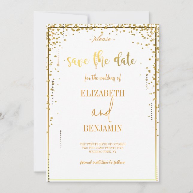 Elegant guld klassisk minimalistisk spara datum datumet (Framsida)
