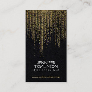 Elegant Guld Konfetti Dots Mönster på svart Papper Visitkort