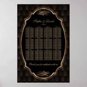 Elegant Guld Konfetti Kärlek Burgundy-sätesdiagram Poster
