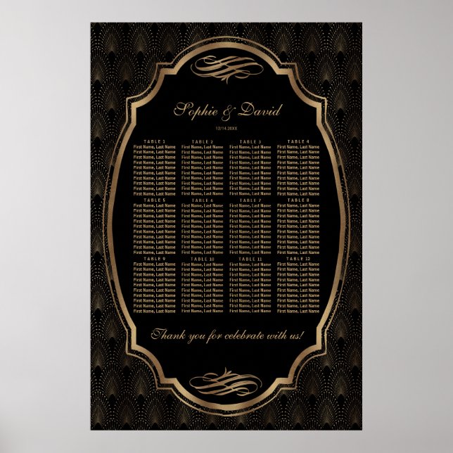 Elegant Guld Konfetti Kärlek Burgundy-sätesdiagram Poster (Framsidan)