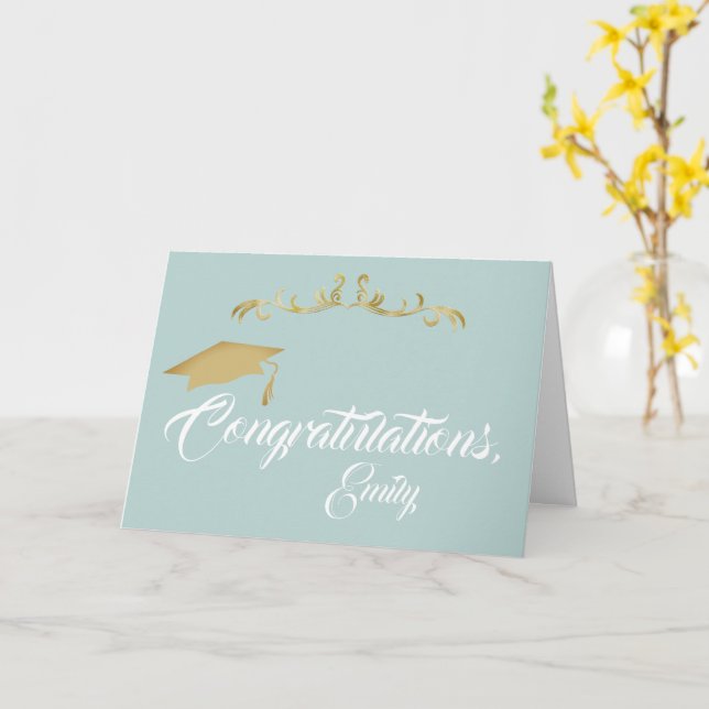 Elegant Guld Konglig Grattis Examens Examen Kort (Gul blomma)