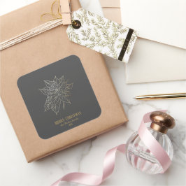 Elegant Guld-kontur för insettia om Mörken Bakgrun Fyrkantigt Klistermärke