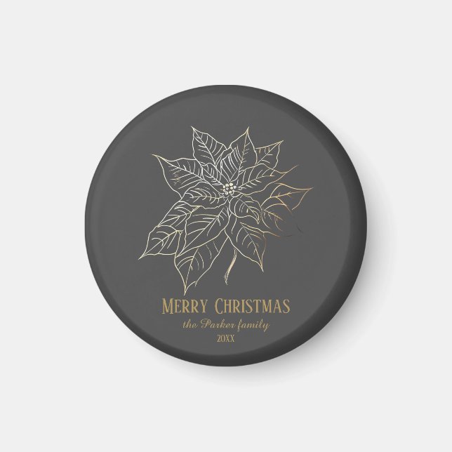 Elegant Guld-kontur för insettia om Mörken Bakgrun Magnet (Framsidan)