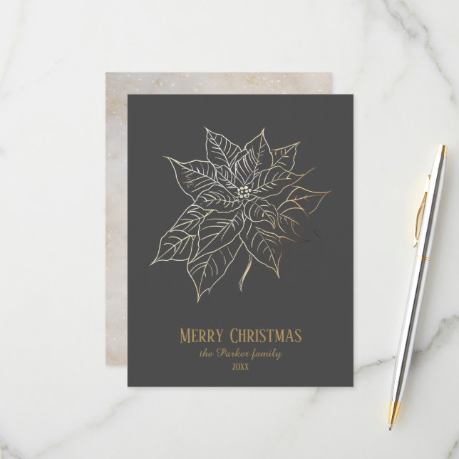 Elegant Guld-kontur för insettia om Mörken Bakgrun OSA Kort (Fram/Back In Situ)