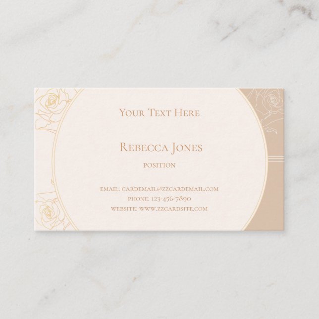 Elegant Guld konturerna Ro Monogram Cream Tan Visitkort (Framsida)