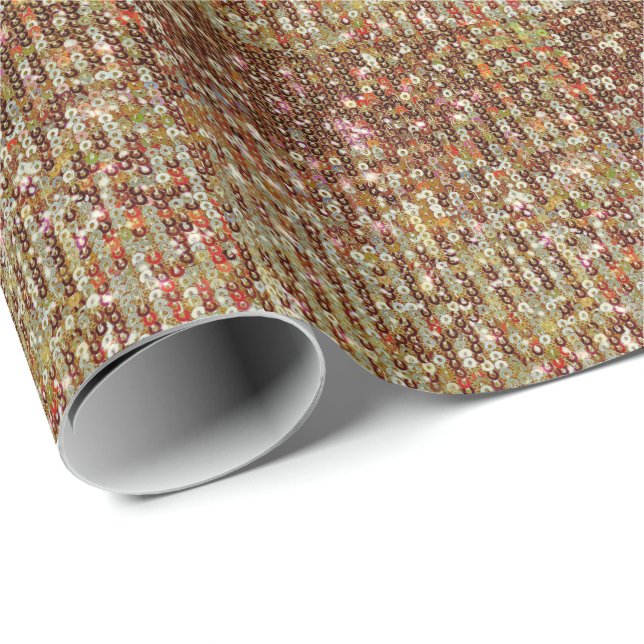 Elegant guld koppar glittrande sequinsmönster   presentpapper (Rullad Hörn)