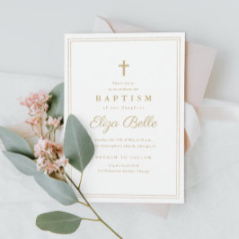 Elegant Guld Kor, baptism och förkunnande Inbjudningar