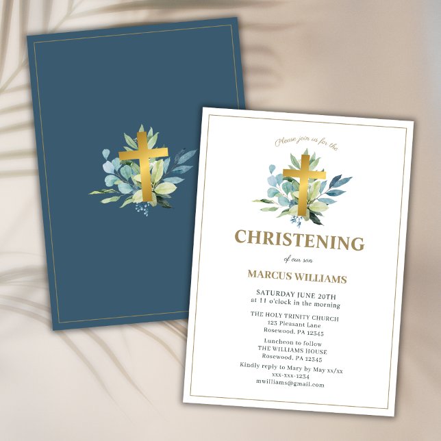 Elegant Guld Kor Christening Inbjudningar (Skapare uppladdad)