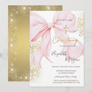 Elegant guld kors dop guld glitter rosa slinga inbjudningar