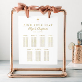 Elegant guld kors dop sittplatskarta poster