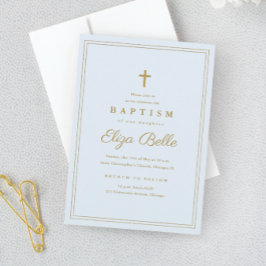 Elegant guld kors religiöst dop & dopceremoni inbjudningar