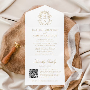 Elegant Guld Kron kinesisk Stilmönster Monogram Br