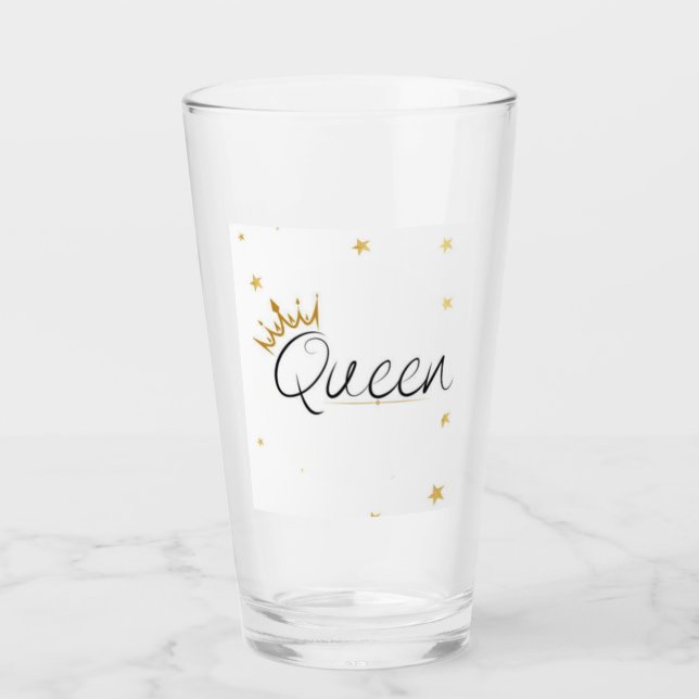 Elegant Guld Krona Drottning Typografi Vattenflask Glaskopp (Framsida)