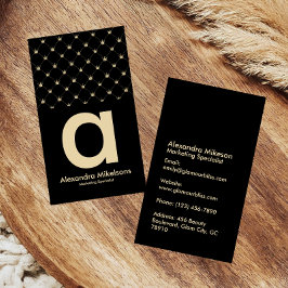 Elegant guld krona grid svart minimal visitkort