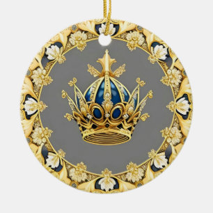 Elegant Guld Krona Julgransprydnad Keramik