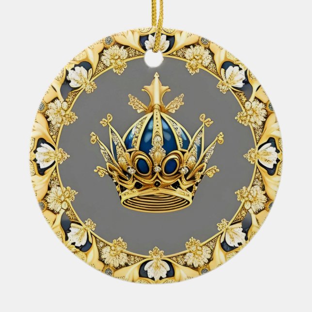 Elegant Guld Krona Julgransprydnad Keramik (Framsidan)
