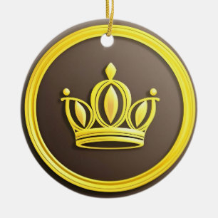Elegant Guld Krona Julgransprydnad Keramik