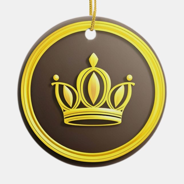 Elegant Guld Krona Julgransprydnad Keramik (Framsidan)