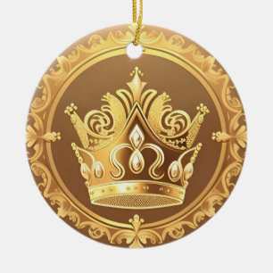 Elegant Guld Krona Julgransprydnad Keramik