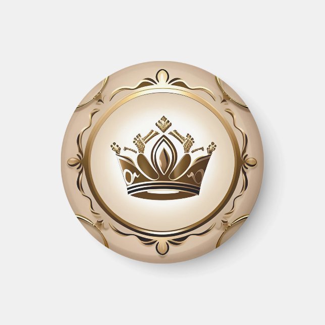 Elegant Guld Krona Magnet (Framsidan)