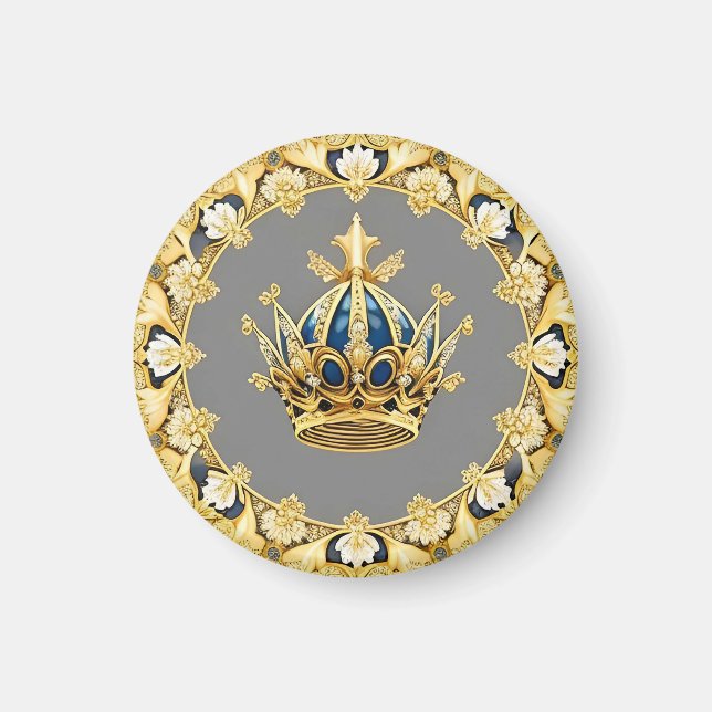 Elegant Guld Krona Magnet (Framsidan)