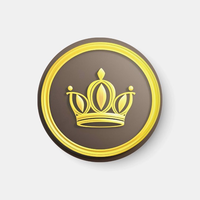 Elegant Guld Krona Magnet (Framsidan)