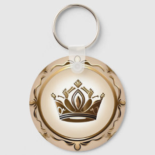 Elegant Guld Krona Nyckelring