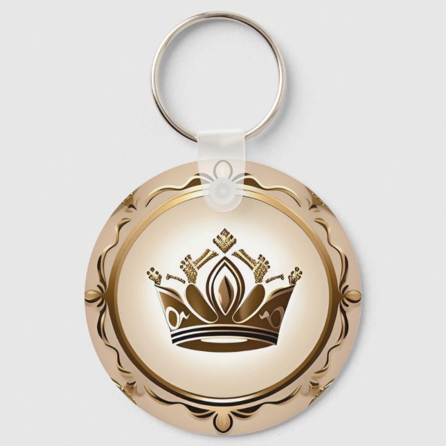 Elegant Guld Krona Nyckelring (Framsida)