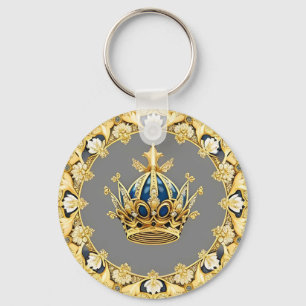 Elegant Guld Krona Nyckelring
