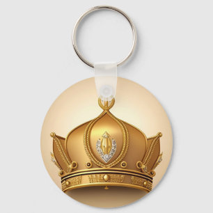 Elegant Guld Krona Nyckelring