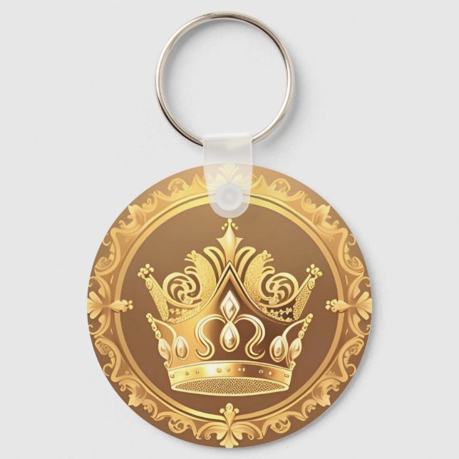Elegant Guld Krona Nyckelring (Framsida)